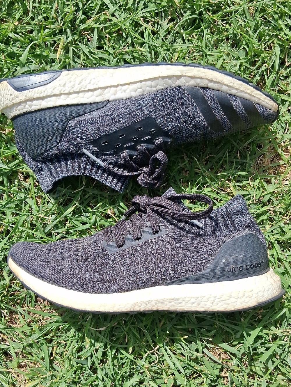 adidas Ultra Boost Knit Sneakers - Dark Gray with Off-White Midsole